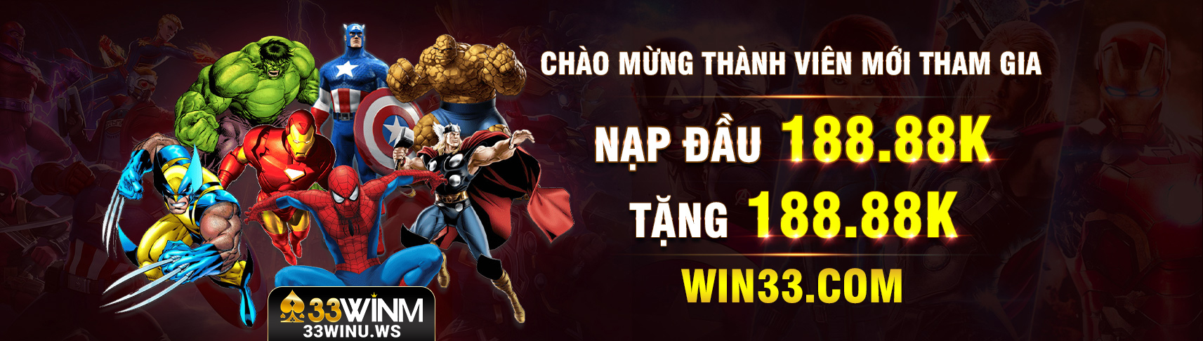 33win chào thành viên mới nạp 188k tặng 188K